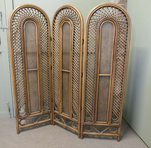 Mid Century Bamboo 3 Fold Dressing Screen, Room Divider  This is a very appealing piece