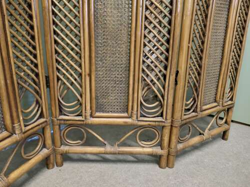 Mid Century Bamboo 3 Fold Dressing Screen, Room Divider  This is a very appealing piece