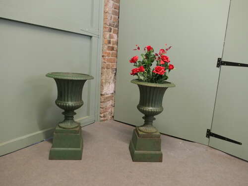 A Pair of Cast Iron Urns, Garden Planters