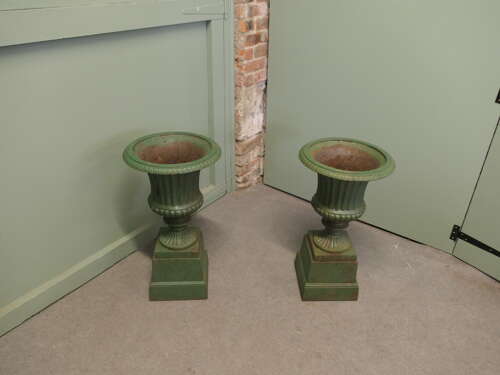 A Pair of Cast Iron Urns, Garden Planters