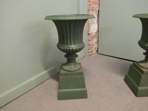 A Pair of Cast Iron Urns, Garden Planters