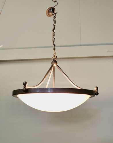 Art Deco Opalescent Glass up Light Pendant