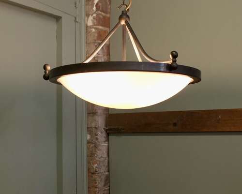 Art Deco Opalescent Glass up Light Pendant