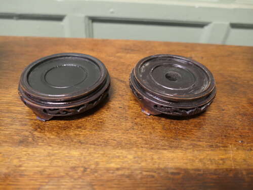 A Pair of Black Cloisonné Baluster Vases on stands
