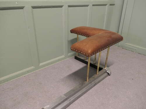 Extending Steel and Leather Art Deco Club Fender, Fireside Bench