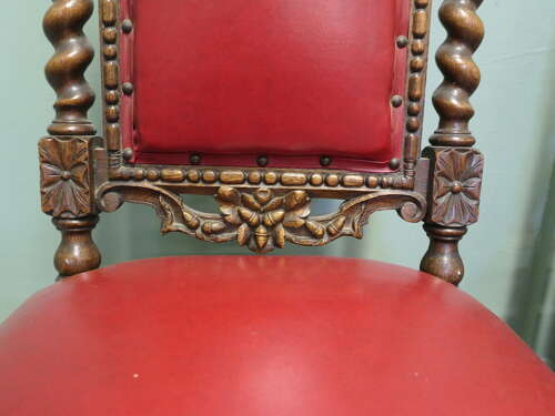 Set of 5 19th Century Black-forest Carved Oak Dining Chairs  These are beautifully carved