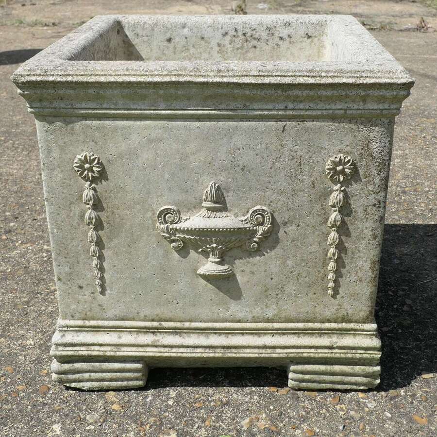 Well Weathered Large Square Garden Planter  This is a good piece it is set on chunky feet