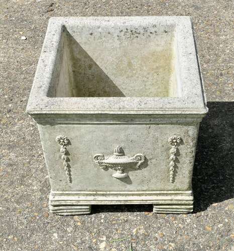 Well Weathered Large Square Garden Planter This is a good piece it is set on chunky feet