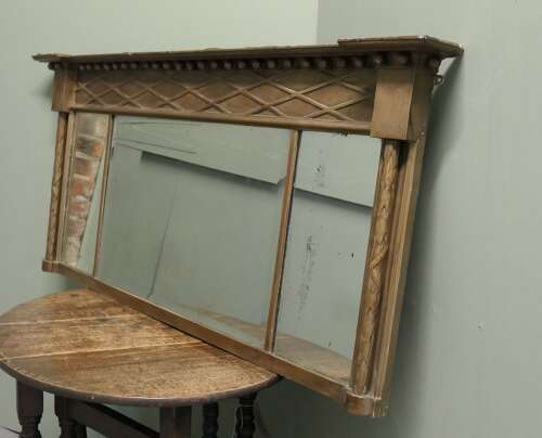 Regency Triple Plate Gilt Mirror or Over Mantle   The Regency gilt Frame is rectangular