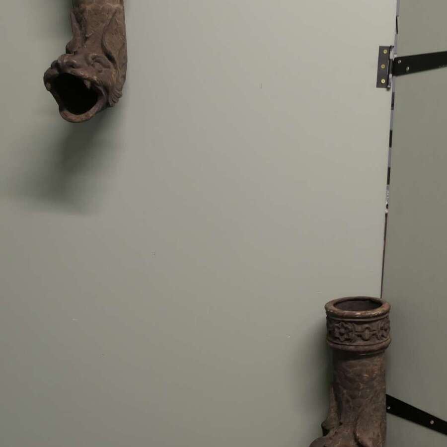 Decorative Cast Iron Dragon Drainpipe Spouts  2 Very Unusual Drainpipe spouts