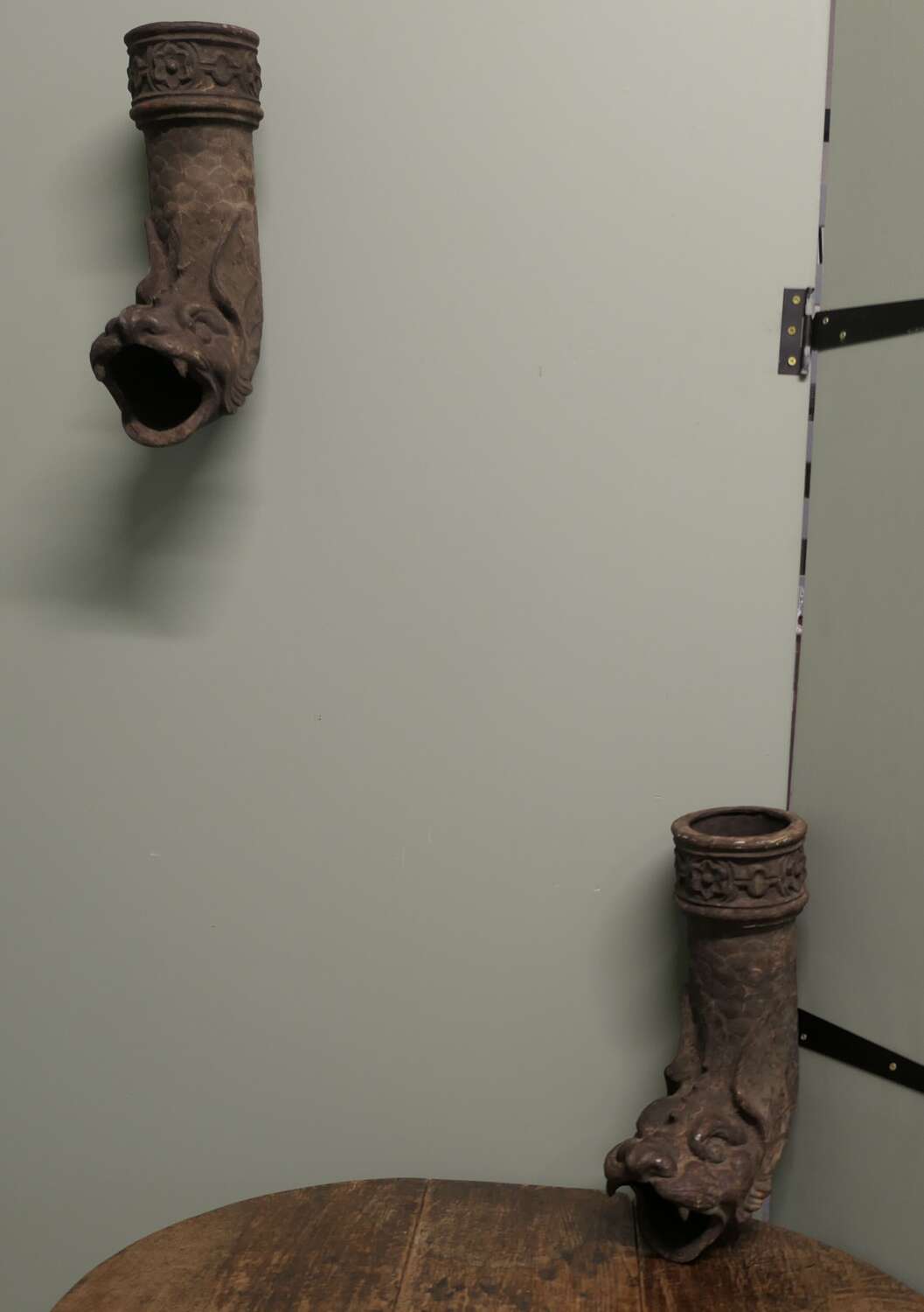 Decorative Cast Iron Dragon Drainpipe Spouts  2 Very Unusual Drainpipe spouts
