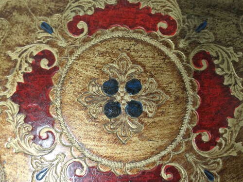 Carved and Gold and Red Painted Italian Sideboard Tray  A very attractive piece