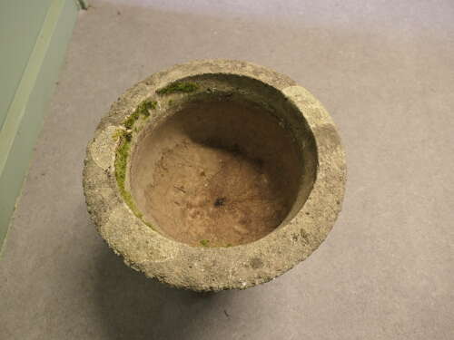 Pair of Mid 20th Century Weathered Cast Stone Garden Planters A good pair of 20th century