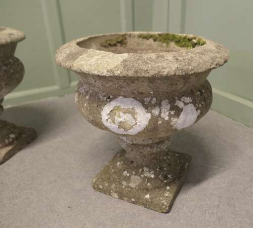 Pair of Mid 20th Century Weathered Cast Stone Garden Planters A good pair of 20th century