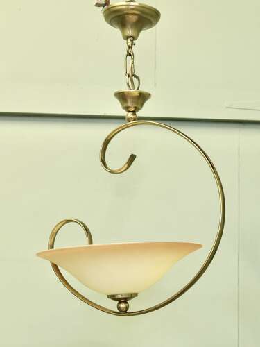 Asymmetrical Modernist Brass and Glass Ceiling Light A bizarre design