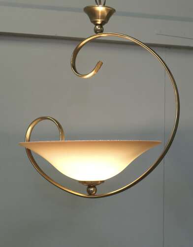Asymmetrical Modernist Brass and Glass Ceiling Light A bizarre design