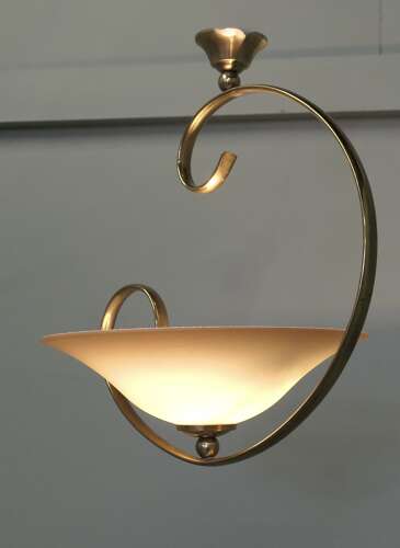 Asymmetrical Modernist Brass and Glass Ceiling Light A bizarre design