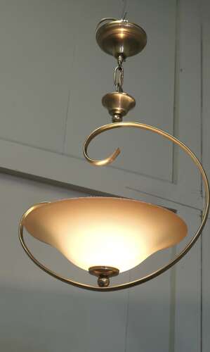 Asymmetrical Modernist Brass and Glass Ceiling Light A bizarre design