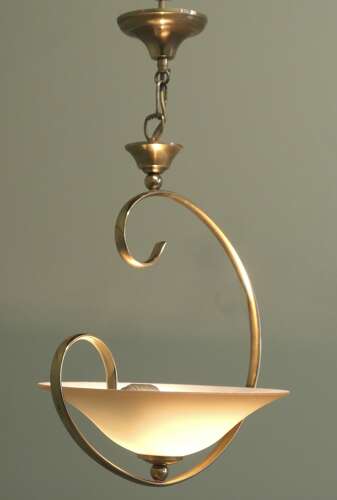 Asymmetrical Modernist Brass and Glass Ceiling Light A bizarre design