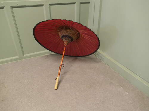 Hand Made Art Deco Painted Bamboo Parasol  This Charming Piece, made in bamboo, the paraso