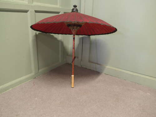 Hand Made Art Deco Painted Bamboo Parasol  This Charming Piece, made in bamboo, the paraso