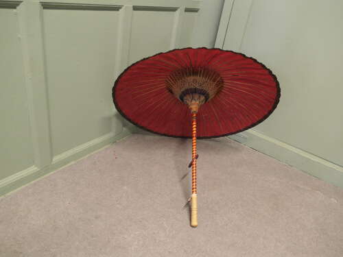 Hand Made Art Deco Painted Bamboo Parasol  This Charming Piece, made in bamboo, the paraso