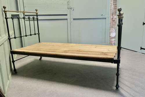 A Good Quality Victorian Single Brass and Iron Bed The bed dates from around 1880