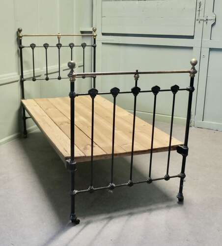 A Good Quality Victorian Single Brass and Iron Bed The bed dates from around 1880