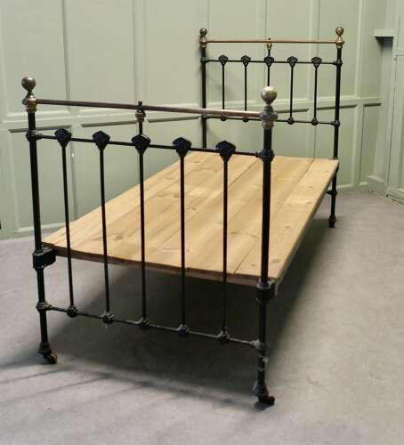 A Good Quality Victorian Single Brass and Iron Bed The bed dates from around 1880