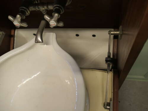 Early French Marine Vanity Cabinet with Sink for a Yacht or Boat This amazing piece is