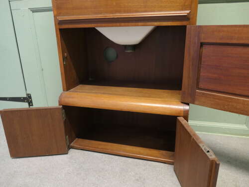 Early French Marine Vanity Cabinet with Sink for a Yacht or Boat This amazing piece is