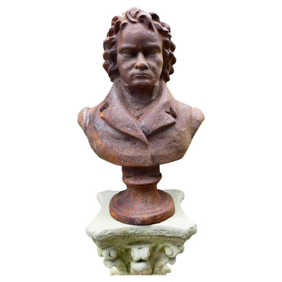 Weathered Cast Iron Bust of Ludwig van Beethoven   A lovely piece for the garden, celebrat