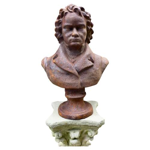 Weathered Cast Iron Bust of Ludwig van Beethoven   A lovely piece for the garden, celebrat