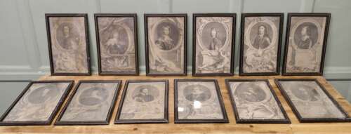 Set of 12 Original Framed Jacobus Howbraken Engravin A wonderful set in acceptably good