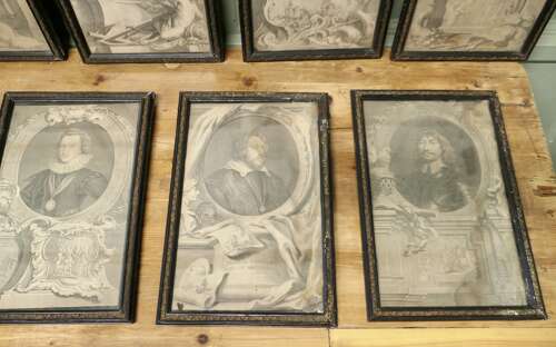 Set of 12 Original Framed Jacobus Howbraken Engravin A wonderful set in acceptably good