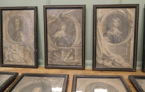 Set of 12 Original Framed Jacobus Howbraken Engravin A wonderful set in acceptably good
