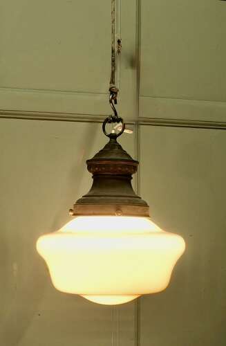 Set of 4 Industrial Ceiling Lights  This is a set of 4 1930s Industrial Style Opalescent
