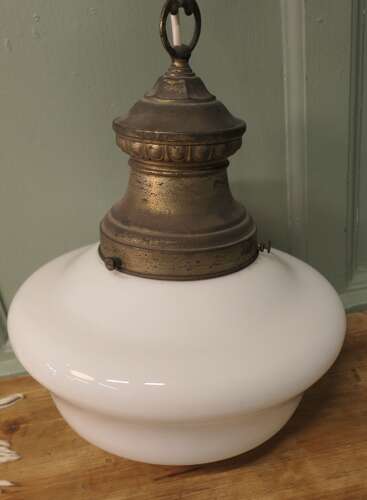 Set of 4 Industrial Ceiling Lights  This is a set of 4 1930s Industrial Style Opalescent