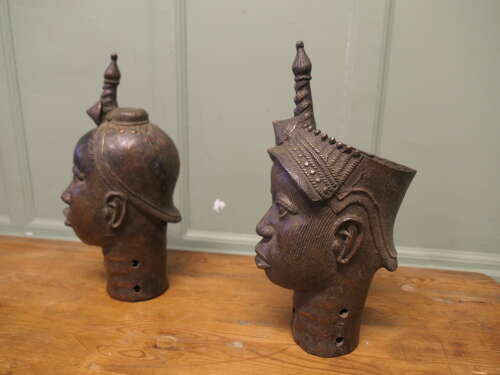 2 Beautiful Benin Bronze Heads Lost-wax Casting These are beautiful large pieces they are