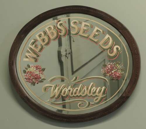 Hand Painted Oval Mirror Advertising “Webbs Seeds “ A Very pretty piece