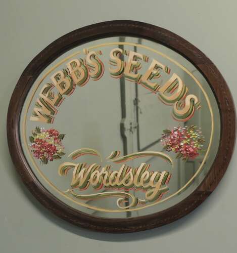 Hand Painted Oval Mirror Advertising “Webbs Seeds “ A Very pretty piece