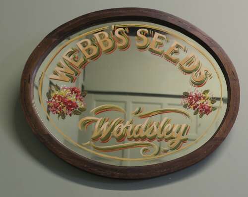 Hand Painted Oval Mirror Advertising “Webbs Seeds “ A Very pretty piece