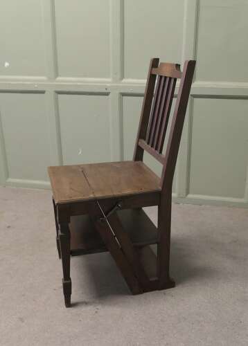 Edwardian Metamorphic Library Steps or Chair Ladder A very useful piece