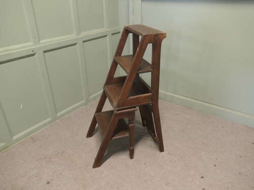Edwardian Metamorphic Library Steps or Chair Ladder A very useful piece