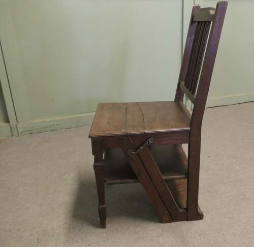 Edwardian Metamorphic Library Steps or Chair Ladder A very useful piece