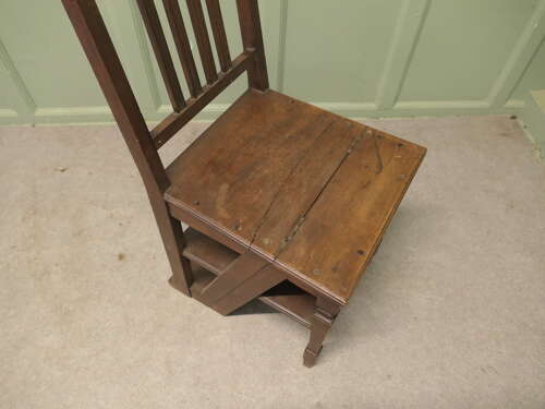 Edwardian Metamorphic Library Steps or Chair Ladder A very useful piece