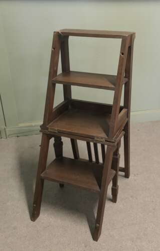 Edwardian Metamorphic Library Steps or Chair Ladder A very useful piece