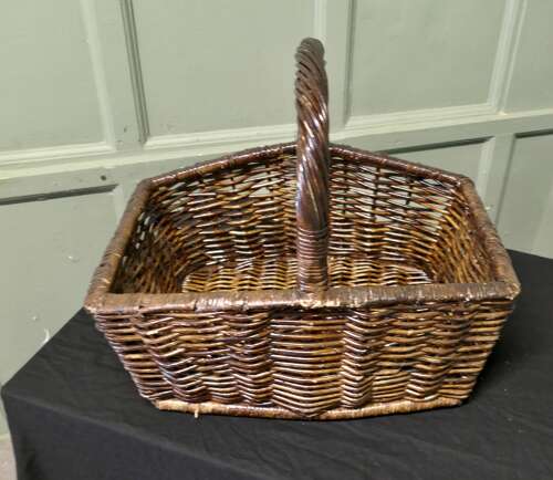 French Market Seller’s Antique Wicker Flower and Fruit Basket