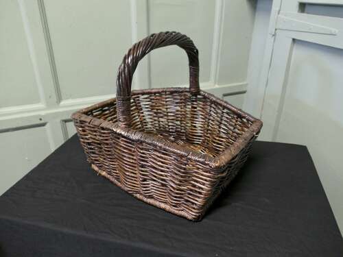 French Market Seller’s Antique Wicker Flower and Fruit Basket