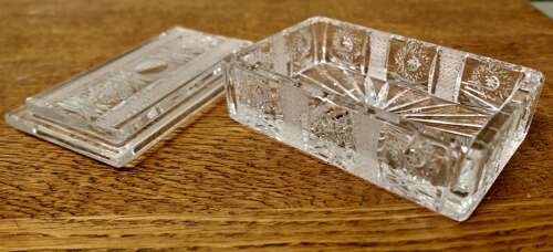 Beautiful Brilliant Star Cut Crystal Glove Box and Cover